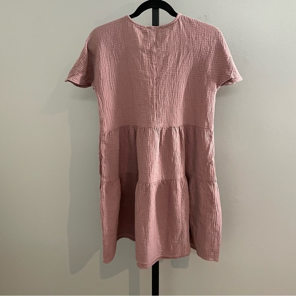 Madewell Lightspun Popover Tiered Mini Dress Mauve Shadow Size XS - Picture 4 of 6